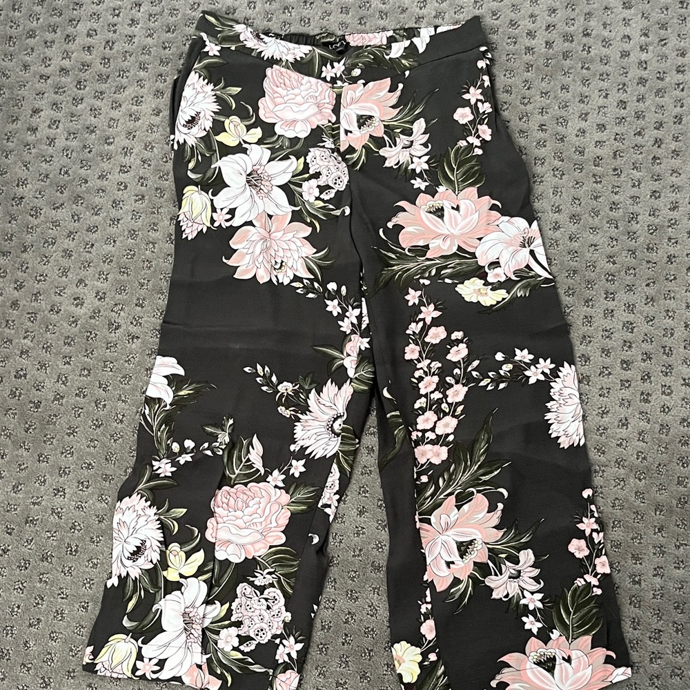LOFT Floral Black Pants